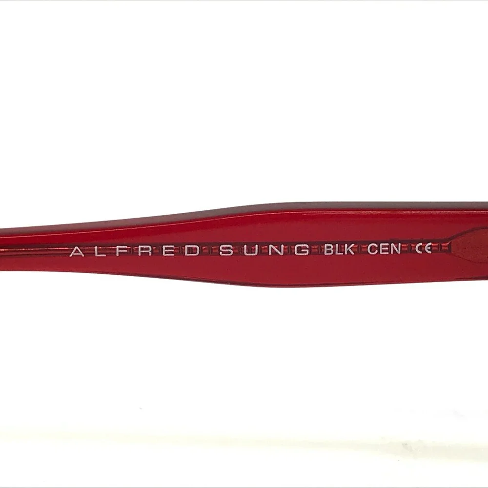 Alfred Sung Eyeglasses Frames AS4938 BLK Black Red Rectangular 53-17-130